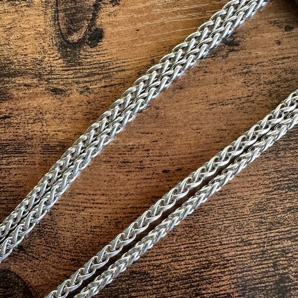 David Yurman Double Wheat Chain Diamond Necklace - 18" - Picture 8 of 15